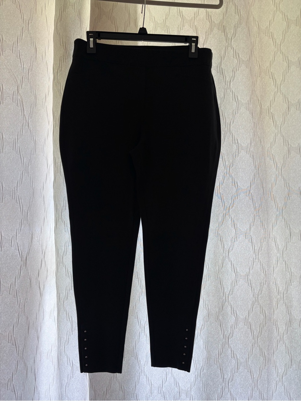 Chico's Black Skinny Ankle Pants with Hem Stud Detail